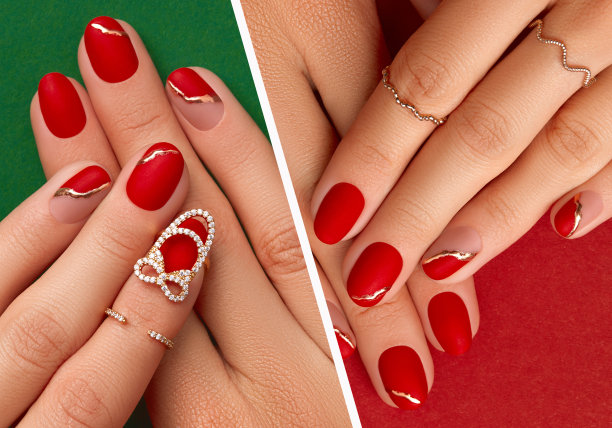 拼贴与修剪整齐的女人的手近。时尚饰品珠宝概念图片下载