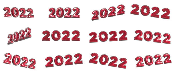 Pack Of Modern Red 2022 balloon On White - 3D插图图片下载