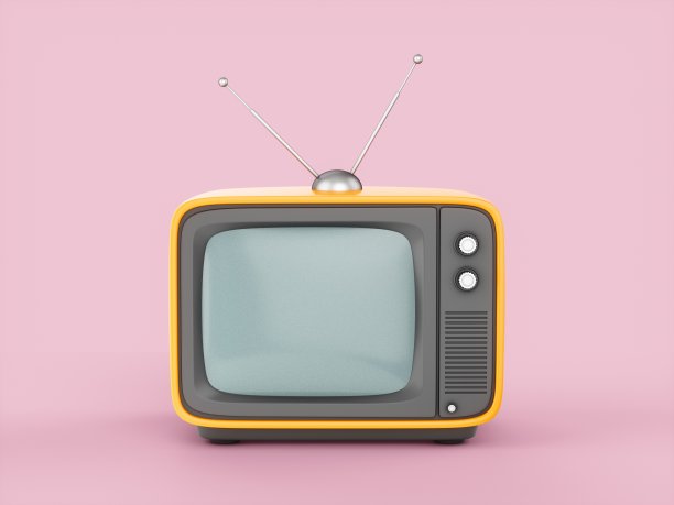 3D渲染旧复古电视孤立在粉红色的背景图片下载