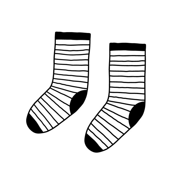 把一双病媒袜子隔离在白色。手绘的涂鸦袜子。图片下载