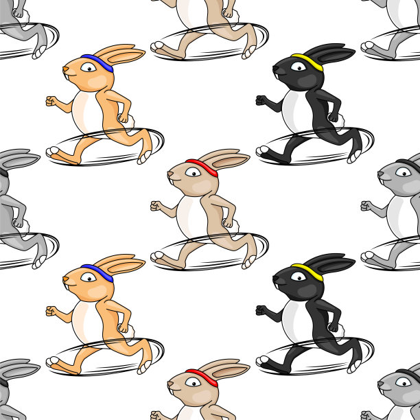 奔跑的兔子在白色的背景。图片下载