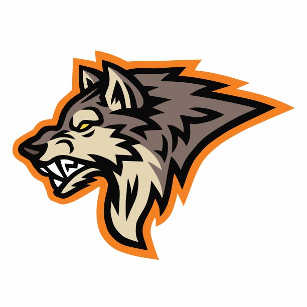 狼标志体育吉祥物设计模板矢量插图图片下载