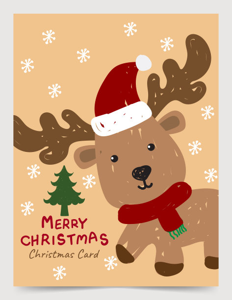 手绘圣诞卡片概念插画师矢量设计12图片下载