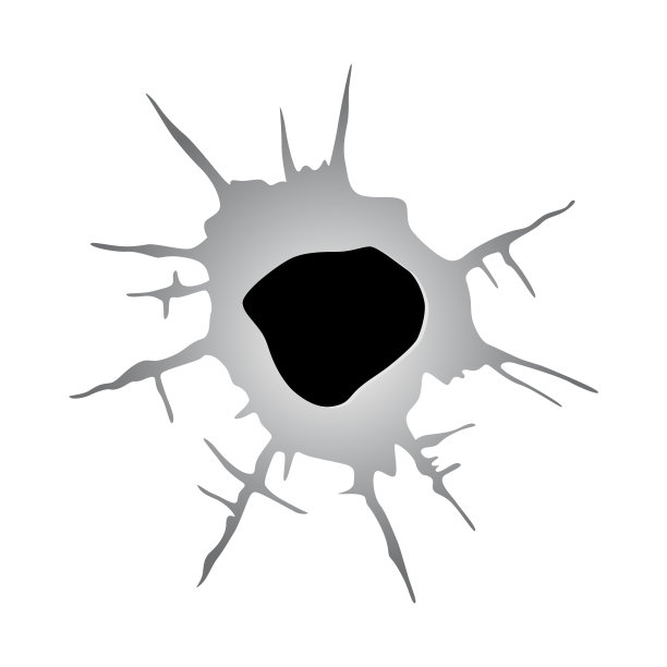 子弹在金属或纸上留下的粗糙的洞。表面单色损坏或裂纹。矢量插图孤立的白色背景图片下载