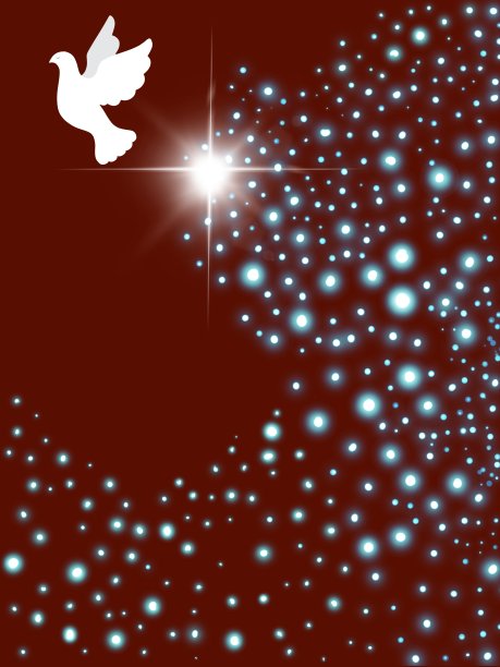 带着光芒的十字架的白鸽图片下载