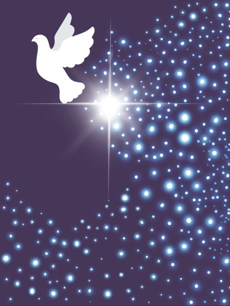 带着光芒的十字架的白鸽图片下载