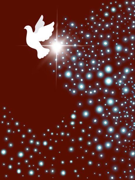 带着光芒的十字架的白鸽图片下载