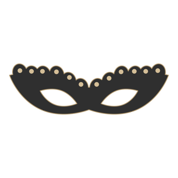 嘉年华黑色面具在一个白色的背景上使用剪纸艺术图片下载