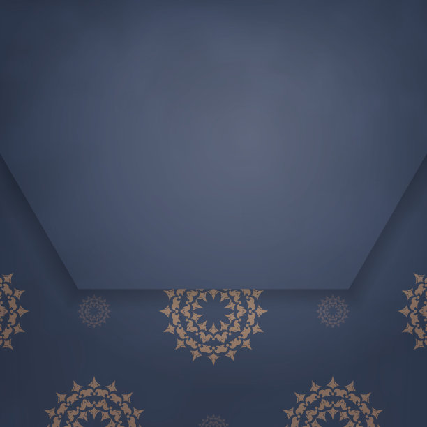 贺卡在蓝色与豪华的棕色图案为您的设计。图片下载