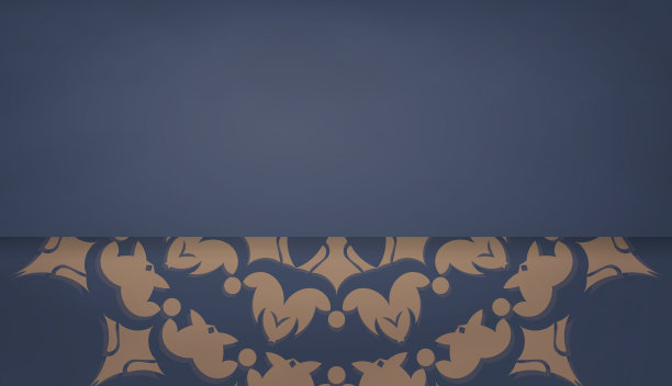 蓝色横幅模板与抽象的棕色图案，并放置在您的文本下图片下载