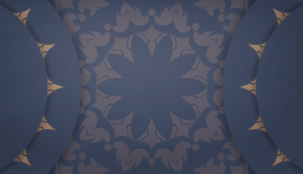 蓝色横幅模板与复古棕色装饰设计下的文本图片下载