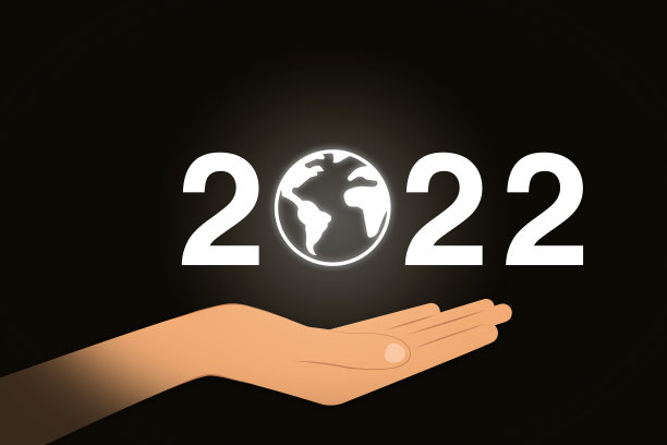 2022年新年快乐。手拉手世界手势图片下载