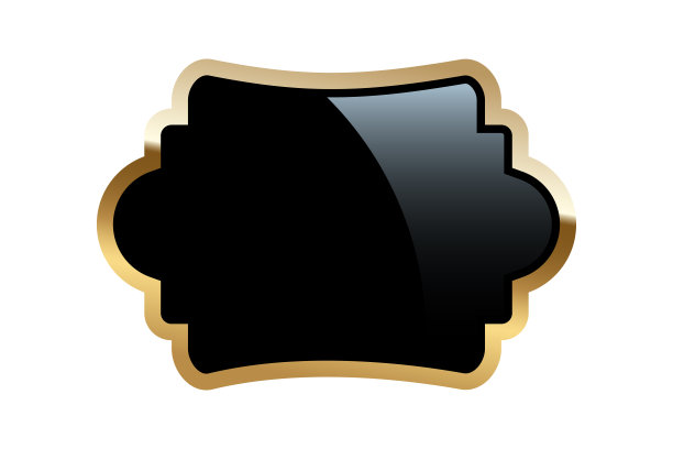 经典的黑色标签标签与黄金框架，空的复古贴纸瓶子或食品包装图片下载