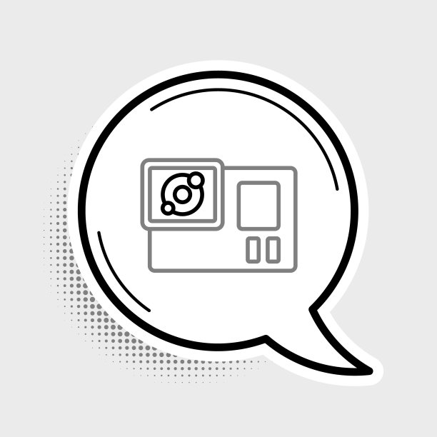 线行动极端相机图标孤立在灰色背景。用于拍摄极限运动的摄像机设备。色彩斑斓的轮廓的概念。向量图片下载