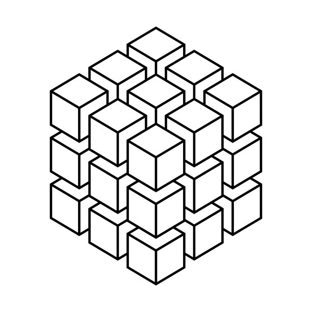 几何等距立方体，平面轮廓设计，立方体理念。矢量插图孤立。图片下载
