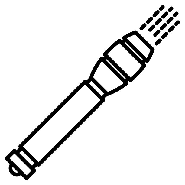 一种表面光滑的长金属手电筒。手电筒夜间照明。野营，徒步旅行，户外旅行。游客，保安，司机。矢量图标，轮廓，孤立图片下载