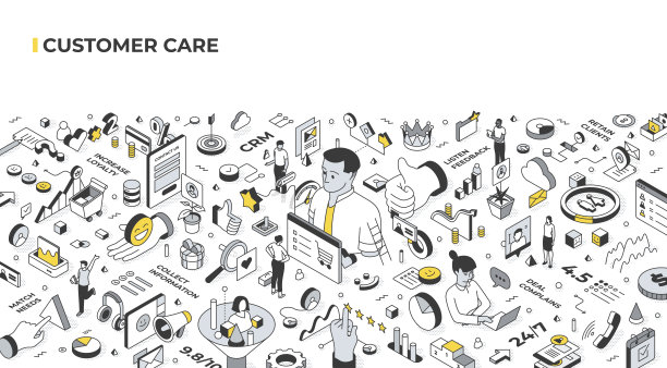 客户关怀等距横幅插图图片下载