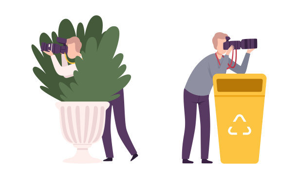 摄影师或狗仔队拍照与现代数码相机追逐名人向量集图片下载