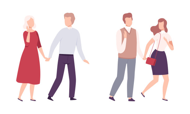 家长和他成长的儿子和女儿矢量素材图片下载