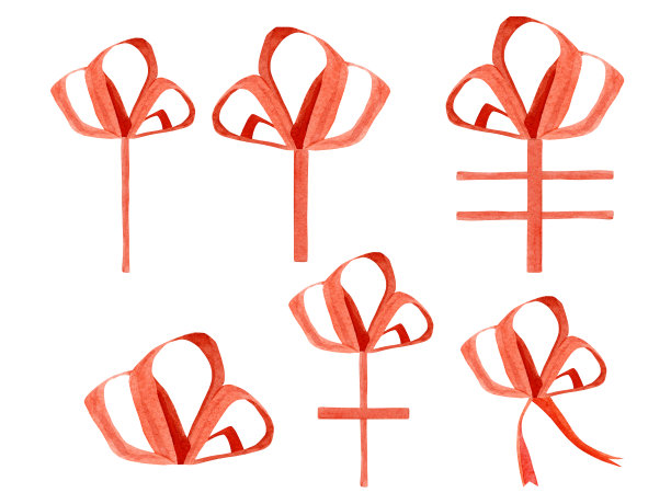 水彩红色蝴蝶结和丝带在礼品盒上创建一个礼物设计为新年，生日，婚礼和其他节日，社交媒体故事模板stikers，圣诞卡。图片下载