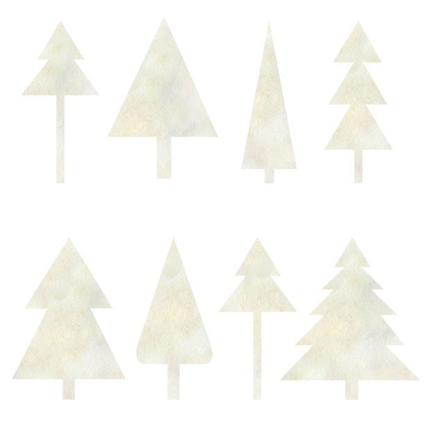 水彩冬季冷杉树剪影雪中的景观森林为婴儿海报，圣诞卡片，儿童装饰，贺卡，婚礼cad，横幅，社交媒体故事stikers。图片下载