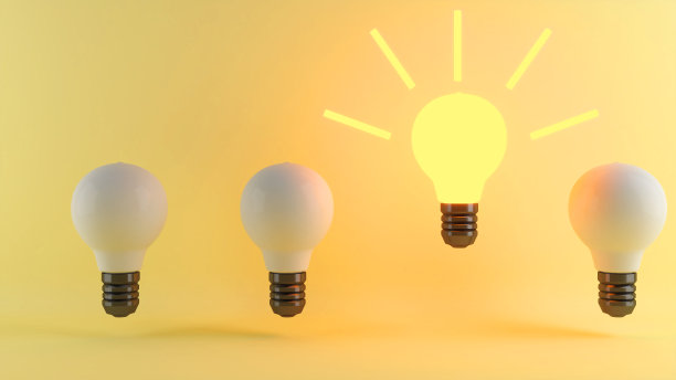 在思想上突出，可视化概念带来智慧和创造力，创造性思维图像上的黄色背景图片下载