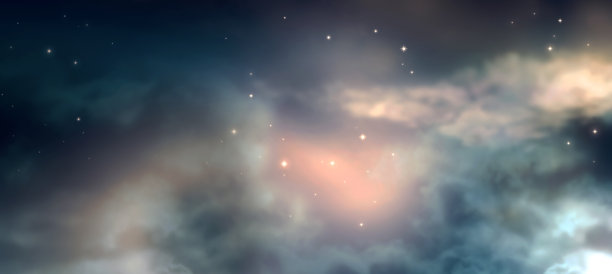 幻想天文学背景的深邃夜空与闪亮的星星星座，神秘的星光云。奇异的宇宙与外太空星云辉光，天体科幻卡。图片下载