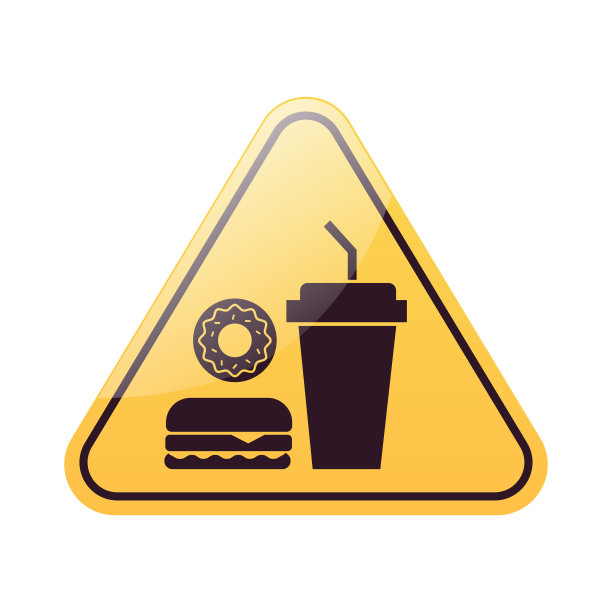 没有垃圾食品黄色三角标志快餐不健康的营养概念图片下载