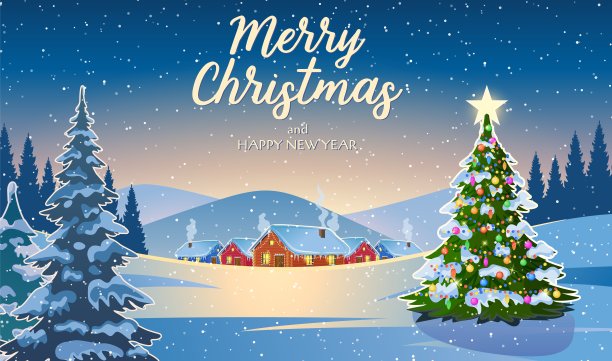 冬天的雪景和房子图片下载