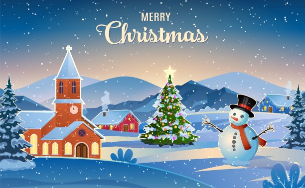 冬天的雪景和房屋图片下载