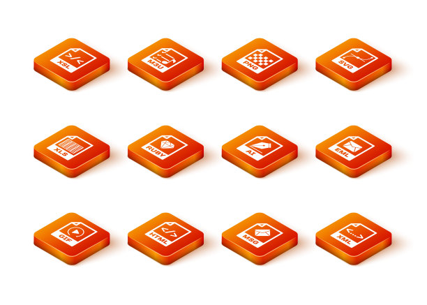 设置GIF文件文档，HTML, XLS, RUBY, MSG和AI图标。向量图片下载