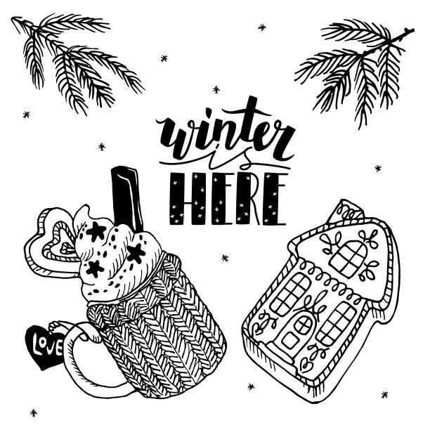 矢量画的涂鸦集圣诞、新年物品图片下载