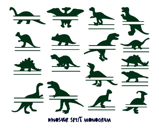 一组字母组合框架。恐龙剪影和孩子名字的地方。图片下载