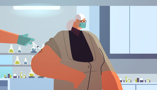 医生手接种女患者医用口罩抗冠状病毒疫苗的发展理念图片下载