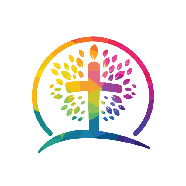 树宗教十字符号矢量图标设计。图片下载