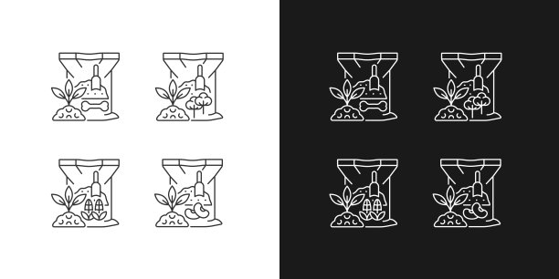 有机补充线性图标设置的黑暗和光明模式图片下载