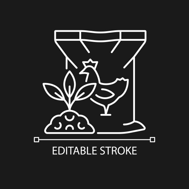 鸡禽粪便线性图标为黑暗主题图片下载