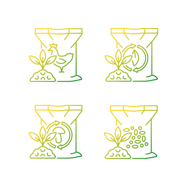 副产物肥料梯度线性向量图标集图片下载