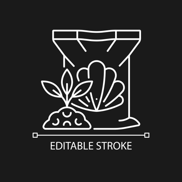 贝类肥料线性图标为黑暗主题图片下载