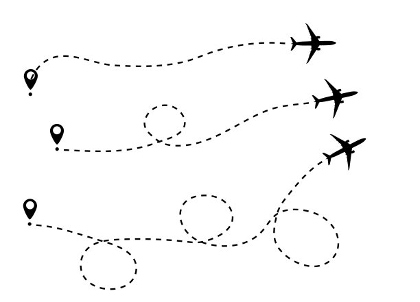 飞机航线的虚线。旅游和旅行。矢量图图片下载