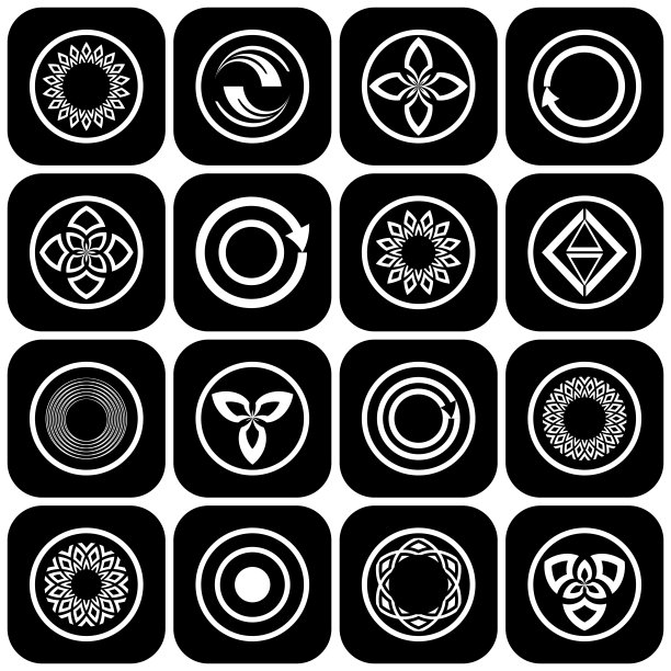 抽象的黑白图标。设计元素集。图片下载