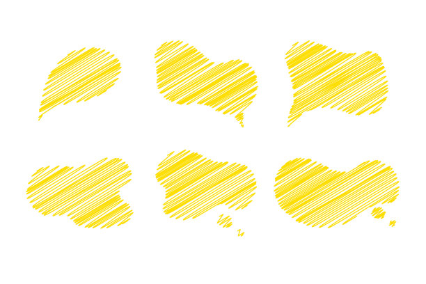 语音泡泡大集。潦草的帧。手绘效果图。草图。消息，短语，文本，聊天，谈话或对话云设置。矢量插图孤立的白色背景。图片下载