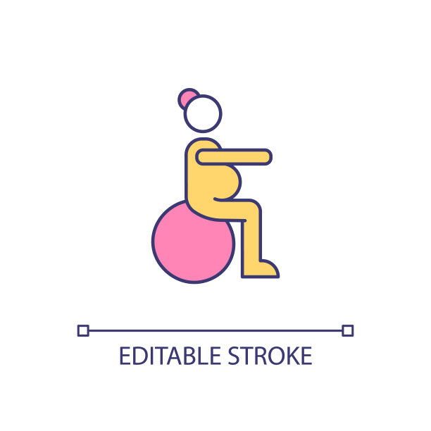 怀孕锻炼与运动球RGB颜色图标图片下载