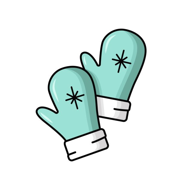 蓝色的冬天的手套。平面向量插图。图片下载