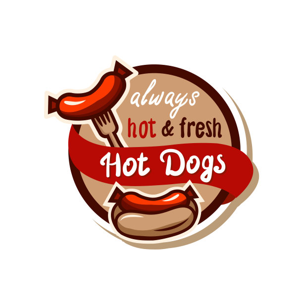 带有复古风格的热狗标志徽章图片下载