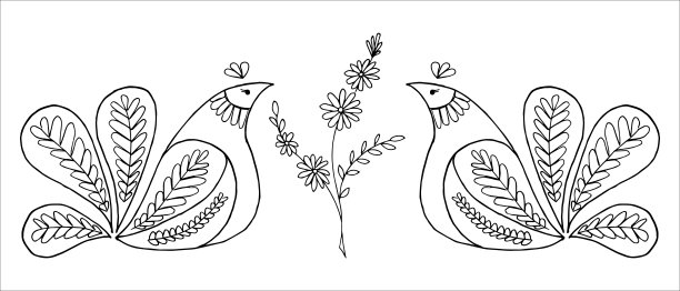 风格化骄傲的母鸡在看一朵花图片下载