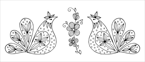 风格化骄傲的母鸡在看一朵花图片下载