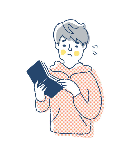 一个陷入困境的年轻人看着他钱包里的钱图片下载