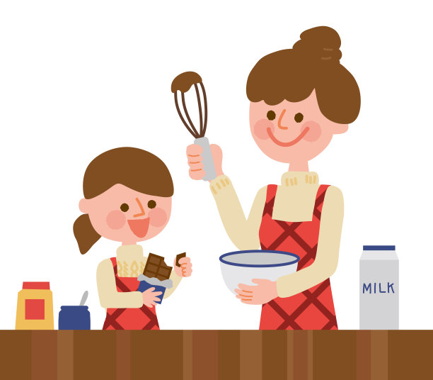 父母和孩子为情人节手工制作巧克力图片下载