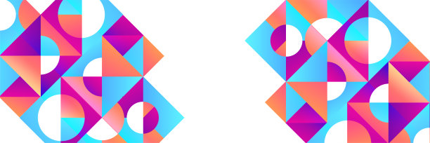 彩色包豪斯几何抽象宽横幅背景。矢量抽象图形设计横幅图案背景模板。图片下载